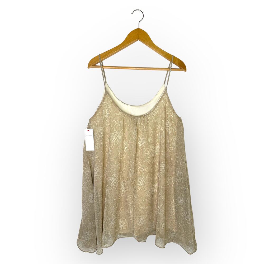 Aura Red Dress New Sheer Sleeveless Swing Dress Sz M Nude Snake Spaghetti Strap - Picture 12 of 13